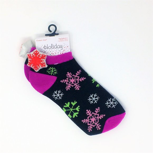BOGO Free Planet Sox Women Winter Shimmer Snowflake Socks Size 9-11 Two for One - Picture 3 of 7